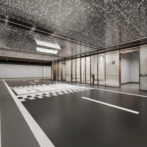 现代室内停车场3D模型下载